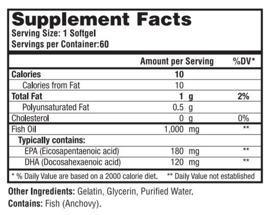 Omega 3 Fish Oil Concentrate 1000 mg (100 Softgels)