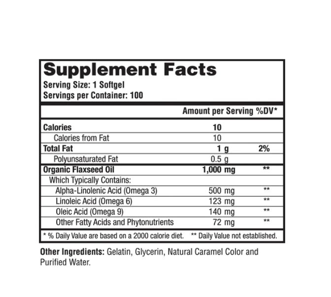 Omega 369 Flaxseed OIl 1000 mg. (60 Caps)