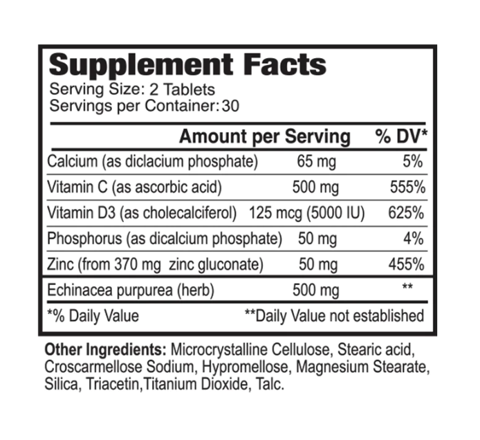 Zinc + Vitamin D + Vitamin C Immune Booster (60 Caps)