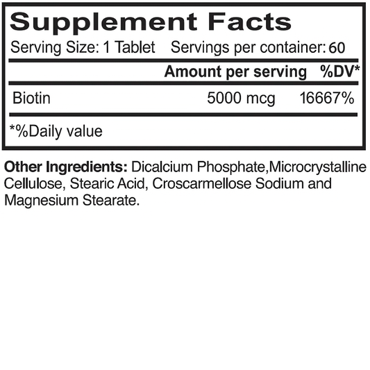 Biotin 5000 mcg. (60 Tablets)