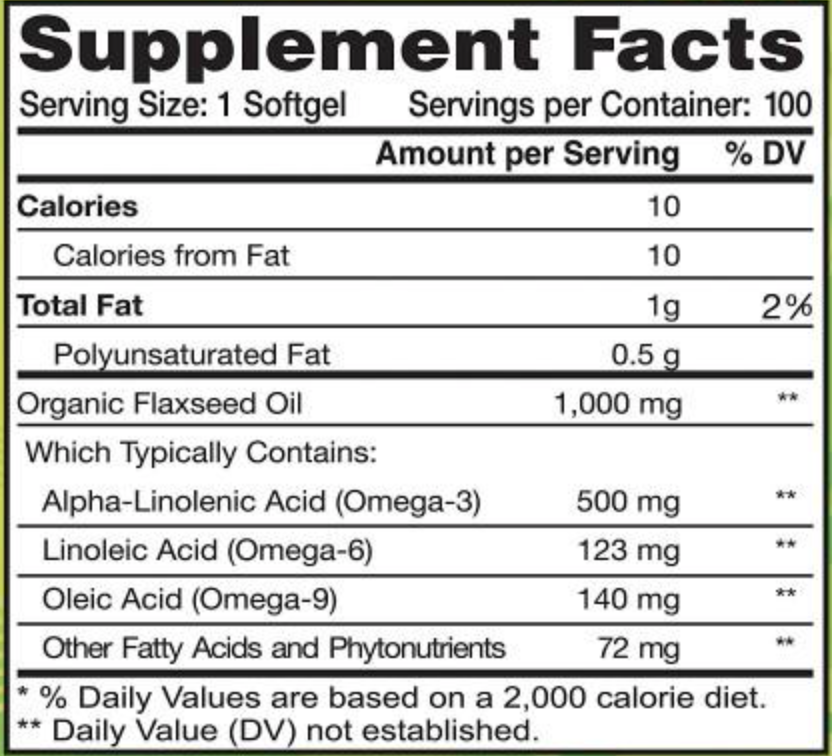 Omega 369 Flaxseed Oil 1000 mg  (100 Softgels)