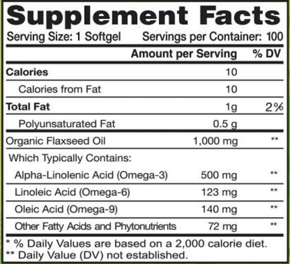 Omega 369 Flaxseed Oil 1000 mg  (100 Softgels)