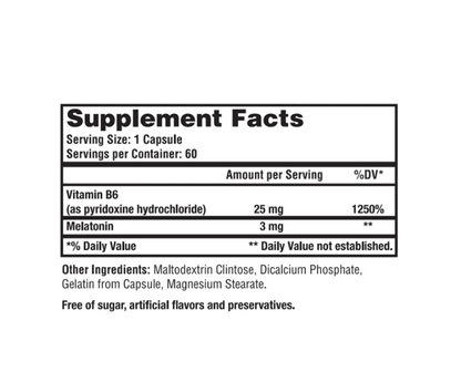 Melatonin + Vitamin B6 (60 caps)